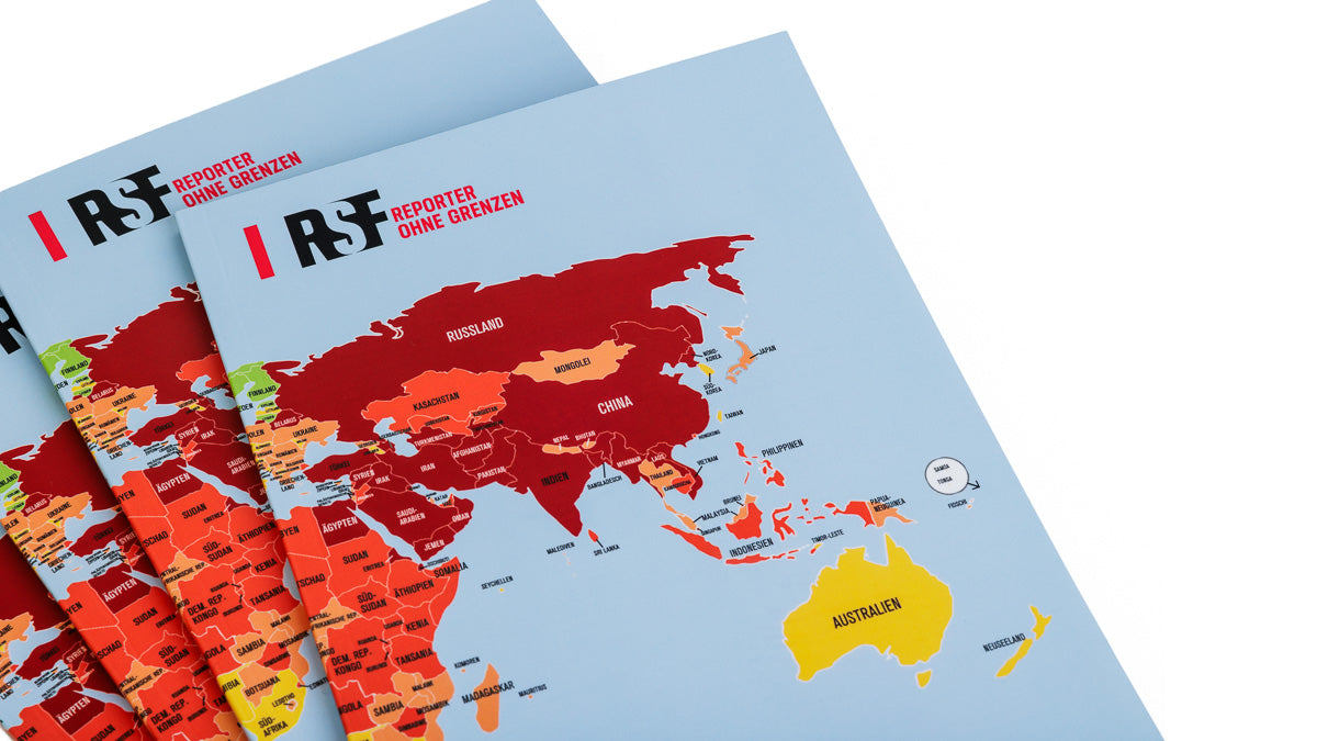 Notizbuch RSF-Weltkarte der Pressefreiheit
