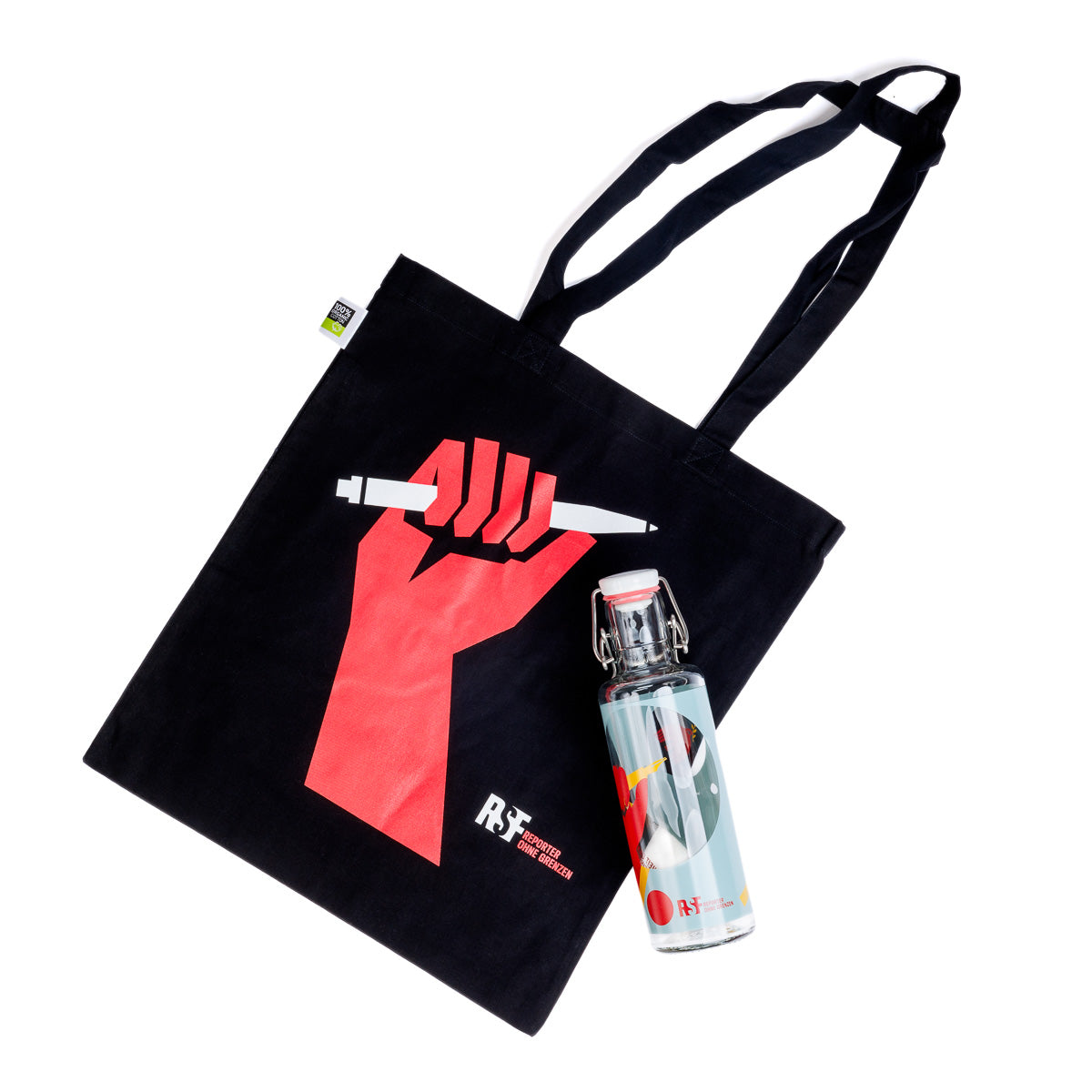 Bundle: RSF-Trinkflasche und Stofftasche