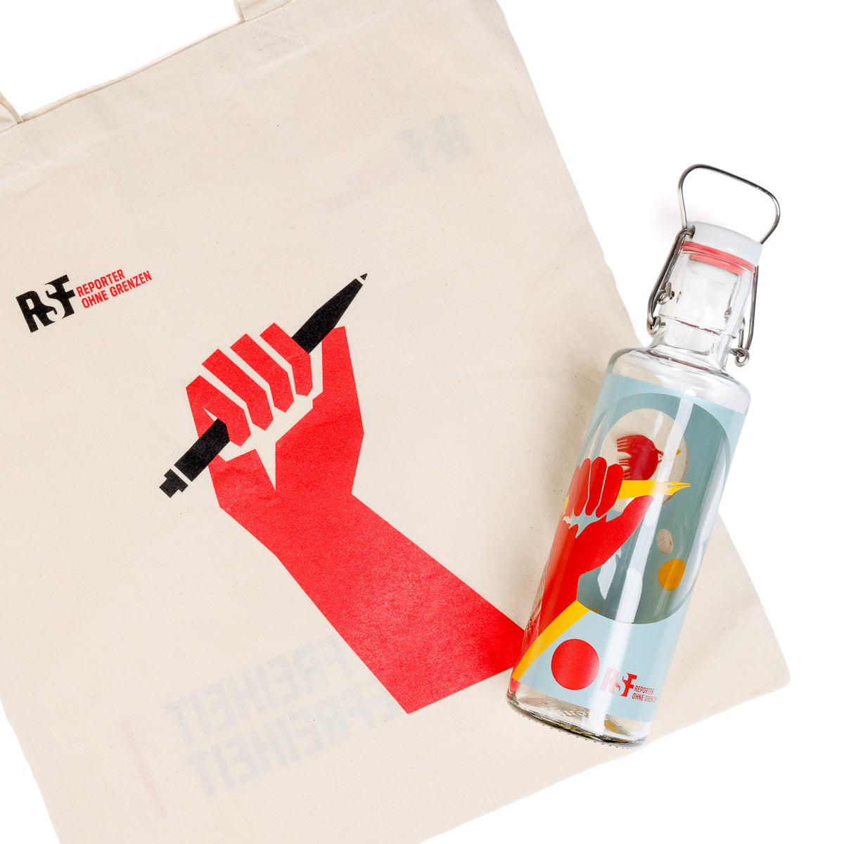 Bundle: RSF-Trinkflasche und Stofftasche