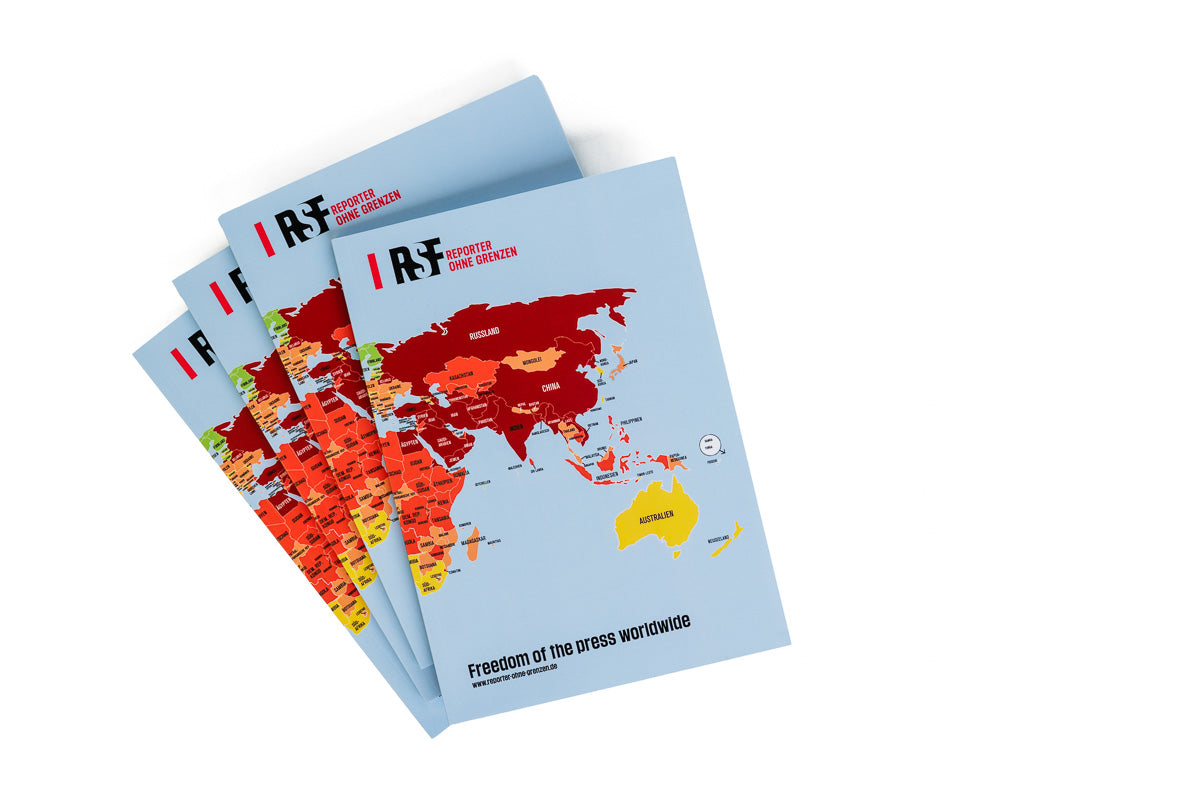 Notizbuch RSF-Weltkarte der Pressefreiheit