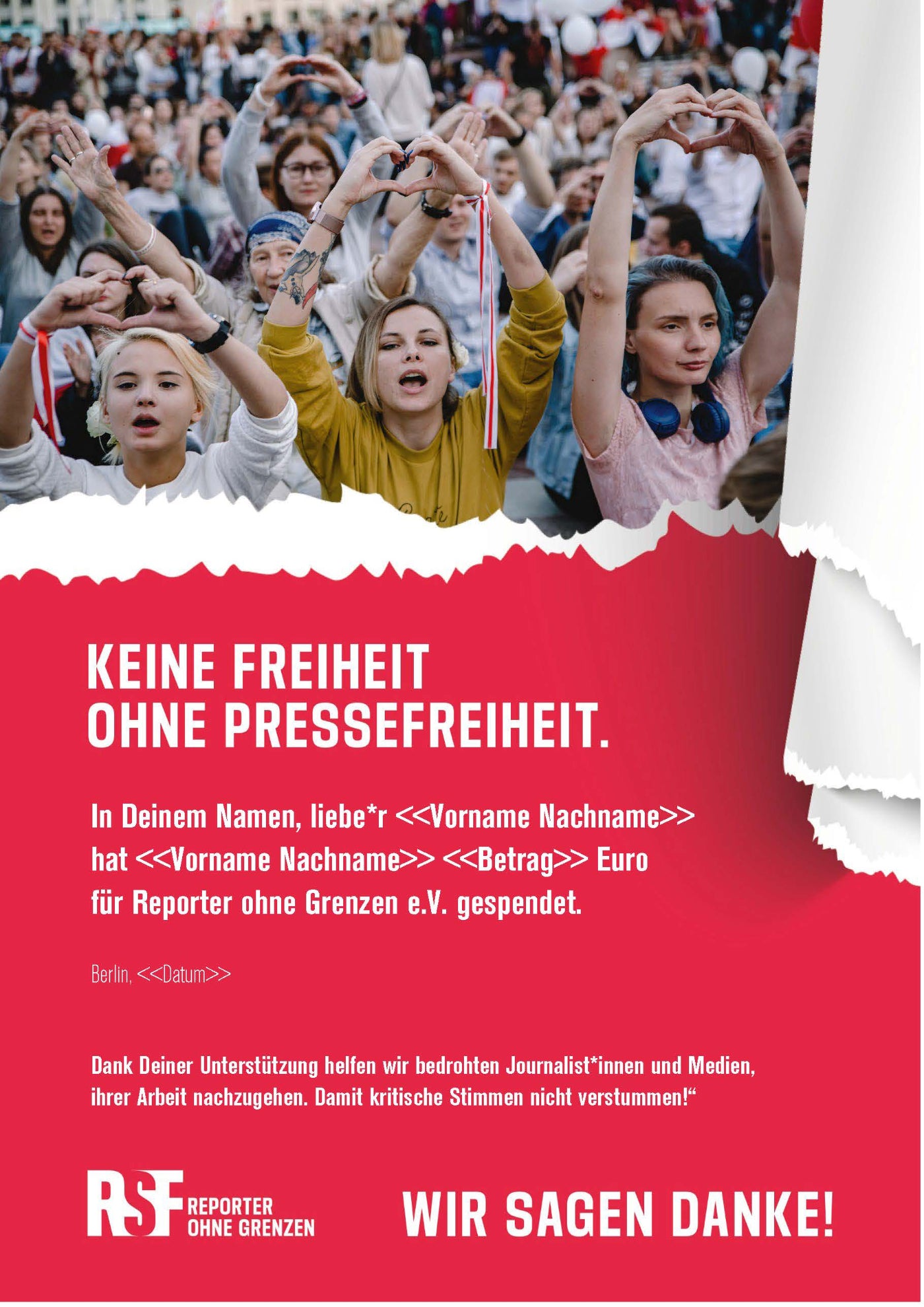 Geschenkurkunde für die Pressefreiheit!
